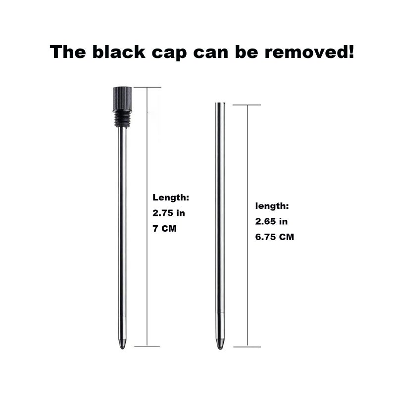 MengRan 2.75'' Ballpoint Pen Refills,Standard D1 Ballpoint Pen Refill (Remove Black Hat),Metal Refill,Black Ink,(Pack of 10) - Image 2